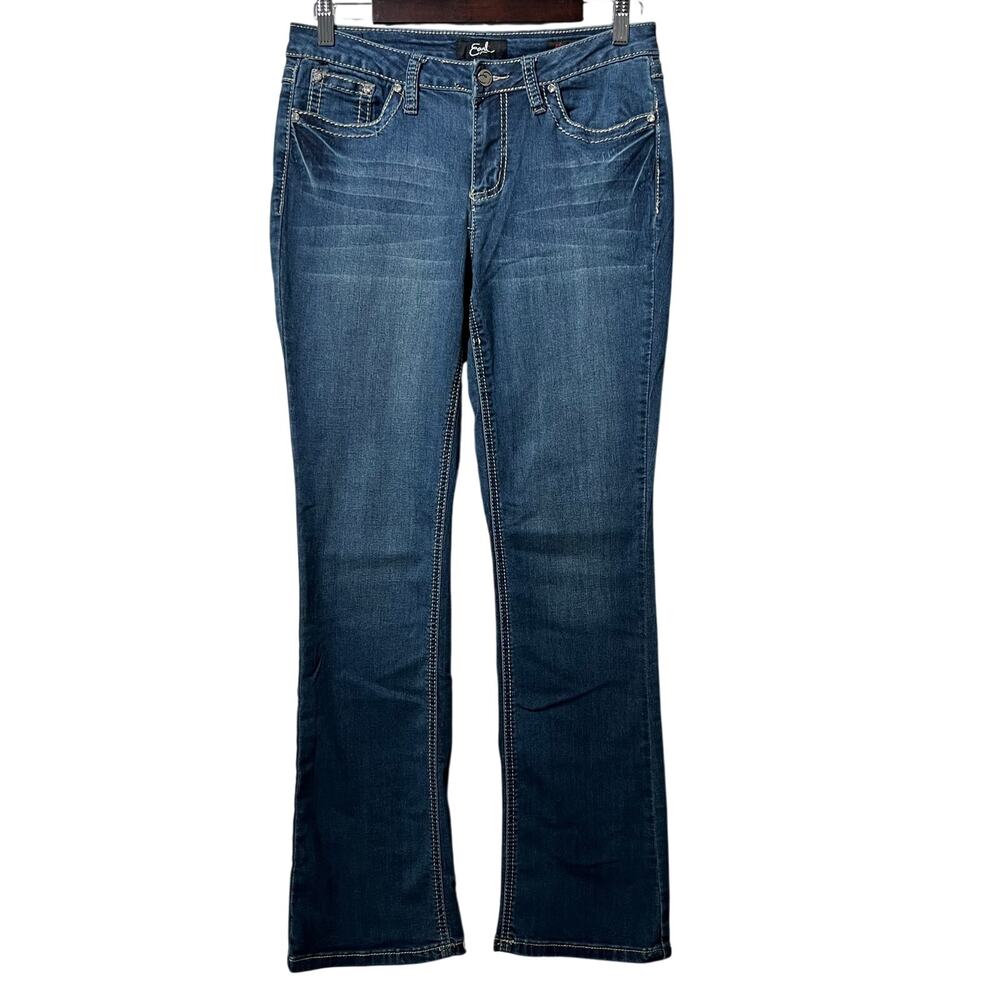 Earl Jeans Women's Size 10 Blue Bootcut  Slim Mid Rise Embroidered Denim